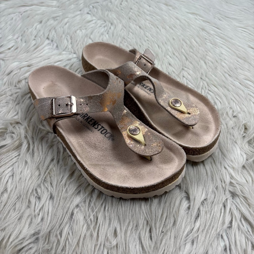 Birkenstock Women's EUR 36 Gizeh Thong Sandals Metallic‎ Rose Gold Suede